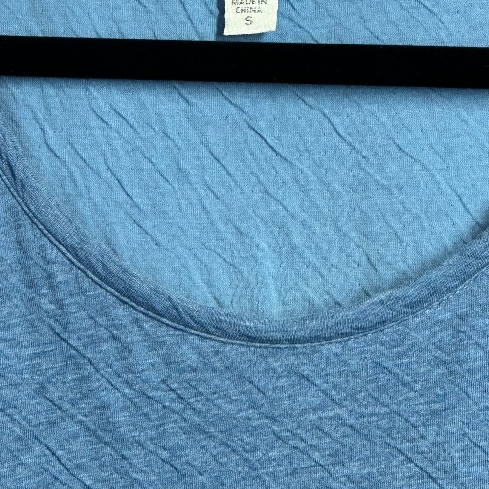 J. Jill Pure Jill 100% Cotton Crinkle Pattern Long Sleeve Tunic Top Blue Size Sm - Picture 6 of 9